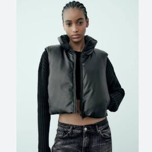BLACK LEATHER ZARA VEST